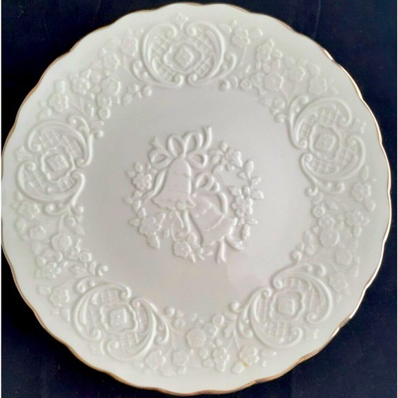 Lenox The Wedding Promises Bells Holiday Marriage Plate 13 Wedding Gold Rim USA